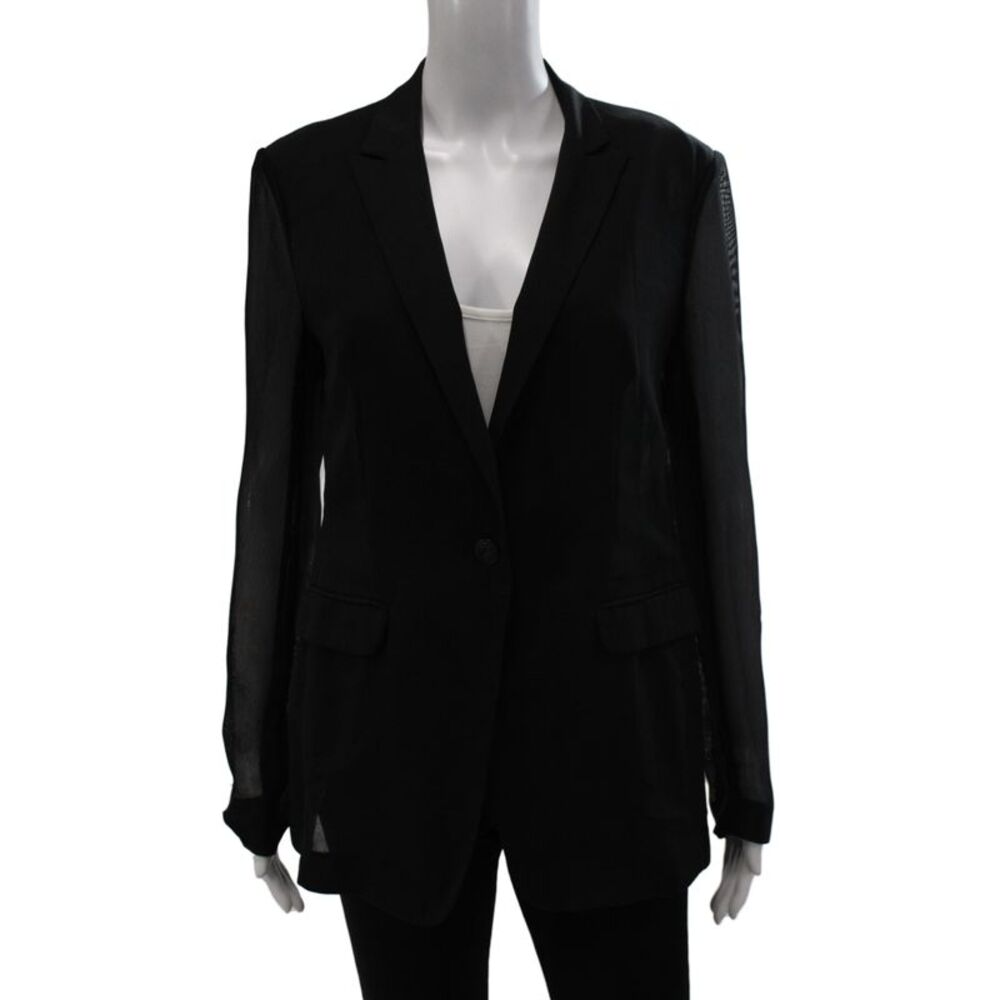 Rag & Bone Womens Wool Mesh Long Sleeve Light Weight Blazer Black Size 2